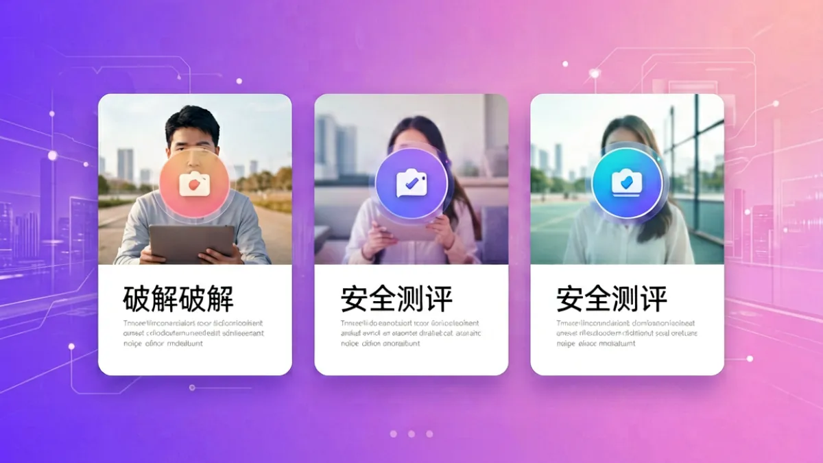 糖心破解版门户首页Banner：紫粉渐变背景下展示各版本功能区块入口与导航概览