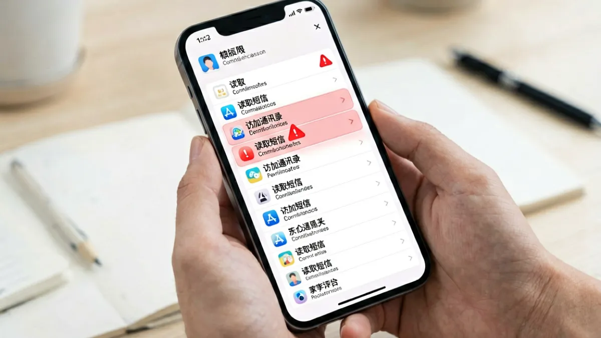 用手机查看 APK 文件权限列表，判断糖心破解版是否含有异常权限请求的操作场景